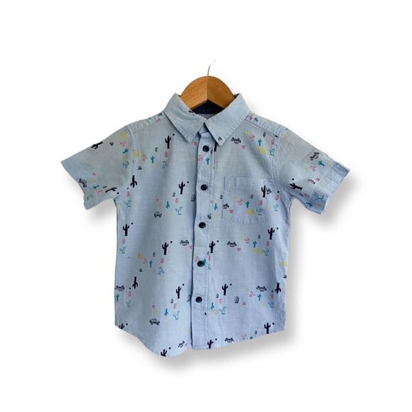 Wonder Nation Boy's Button Down Short Sleeve Shirt. Size XS (4-5). Fun Design - Picture 1 of 6